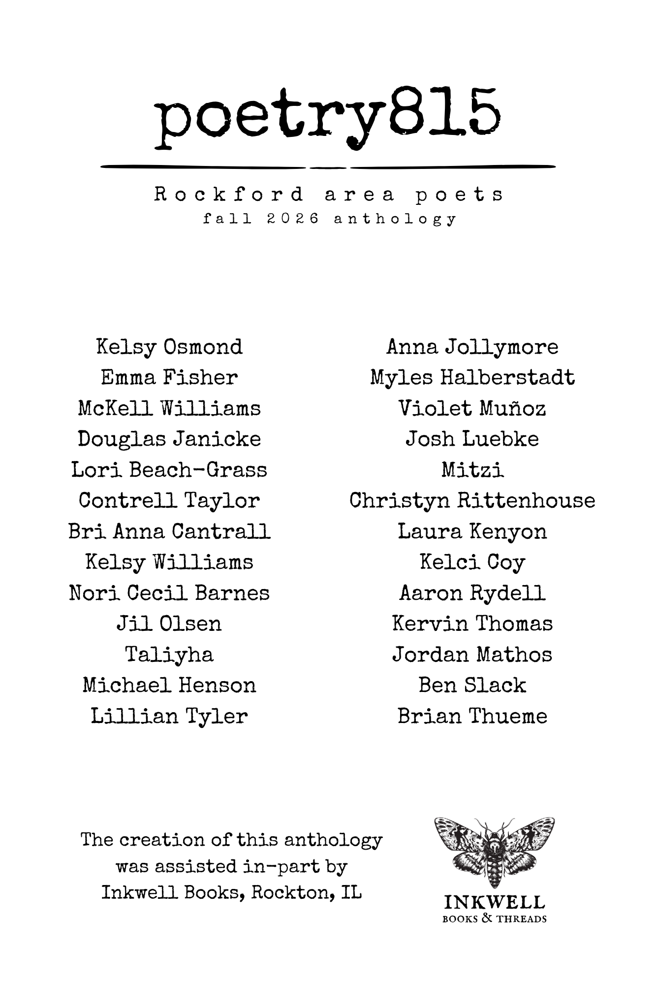 PRE-ORDER poetry815 fall 2026 anthology