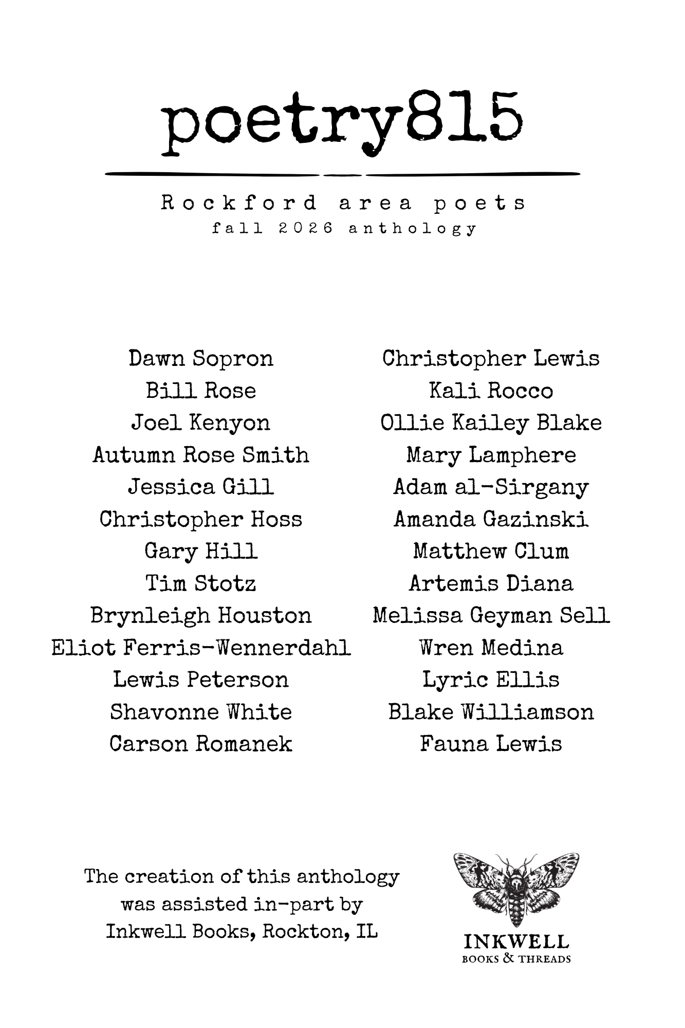 PRE-ORDER poetry815 fall 2026 anthology